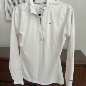 Nike White and Gray Dri-FIT Running Top